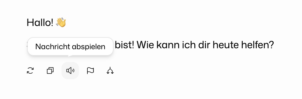 Aktionsleiste einer Antwort mit hervorgehobener Schaltfläche Nachricht abspielen