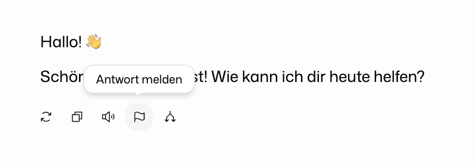 Aktionsleiste einer Antwort mit hervorgehobener Schaltfläche Antwort melden