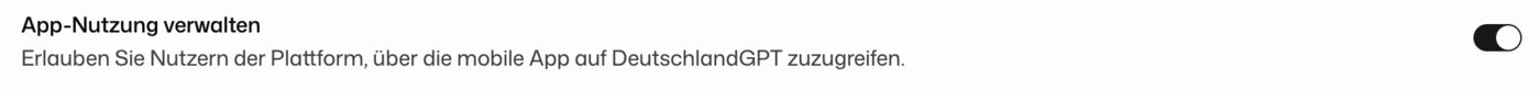 Umschalter für den Zugriff über die mobile App