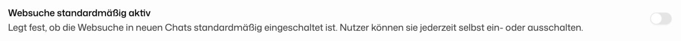Umschalter für die Internetsuche als Standard