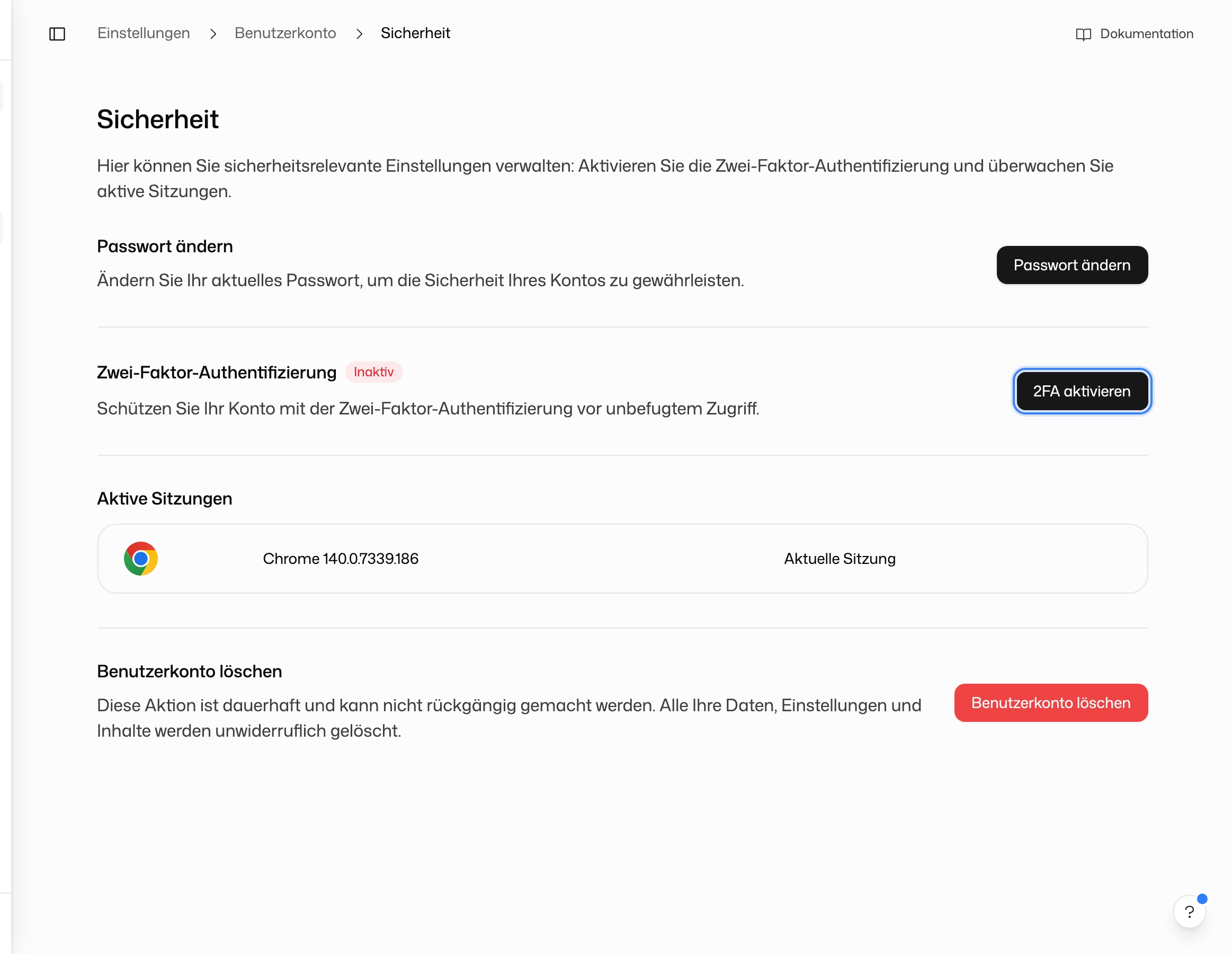 Dialog 2FA aktivieren mit den Tabs QR-Code und Setup-Schlüssel und dem Feld für den Bestätigungscode