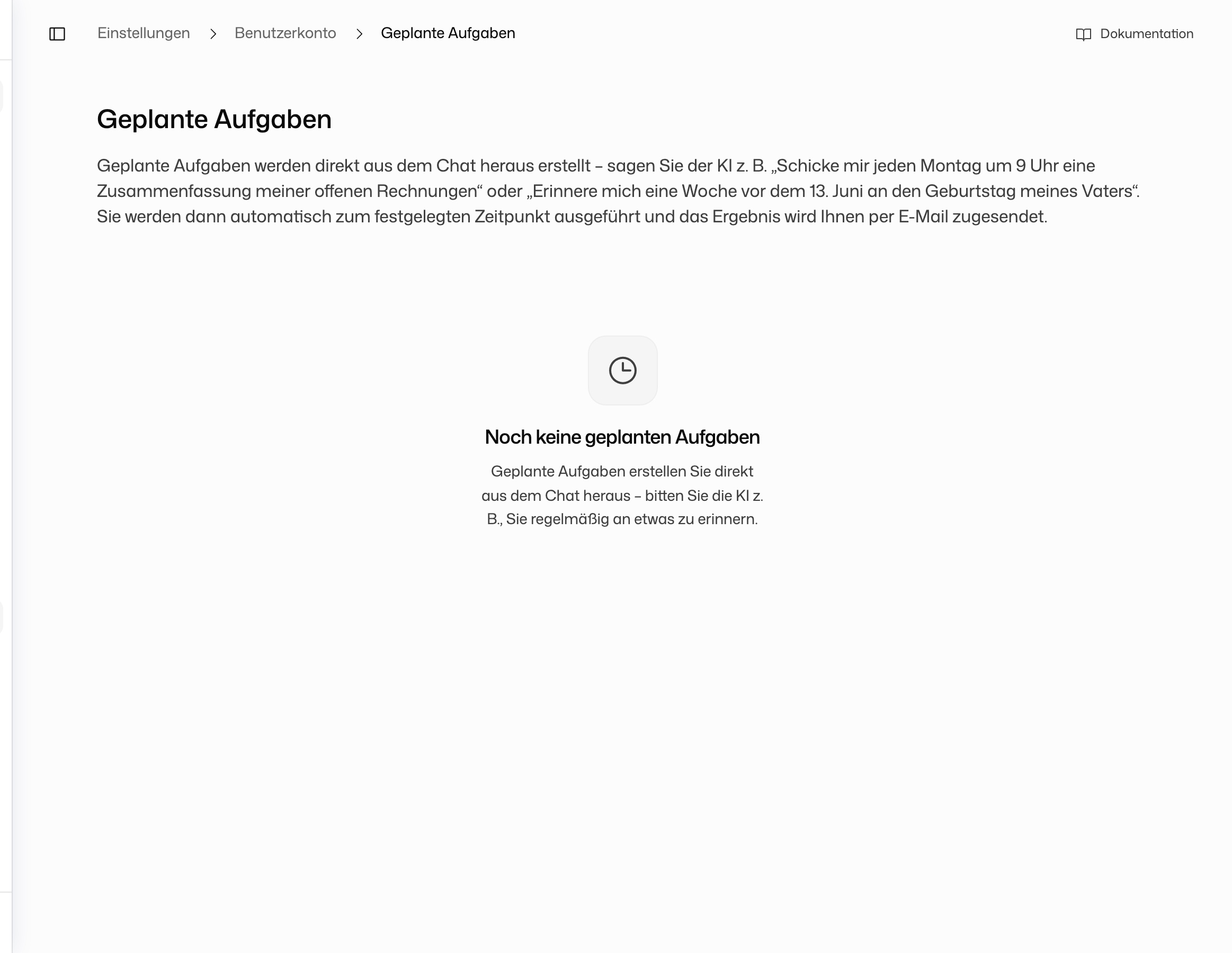 Detailansicht einer geplanten Aufgabe mit Jetzt ausführen, Bearbeiten, Pausieren und der Liste der Ausführungen